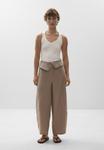 Брюки LINEN FOLDOVER WAIST OYSHO, бежевый - фото 3