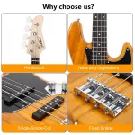 Желтая электрогитара Glarry GJazz бас - фото 9