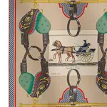 HERMES Шёлковый шарф, Gray Yellow/Blue - фото 7