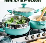 Набор посуды GreenPan Rio, 16 предметов, бирюзовый - фото 4