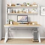 Компьютерный стол Xinmeikai 80x60x170 см с полкой, черная рама + карбон - фото 4