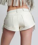 Шорты Chaos Walking Bandit из кожи с бахромой белого цвета One Teaspoon - фото 2