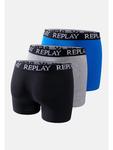 Боксеры Replay Trunk Style 01/C Basic Cuff Logo im 3er Pack, цвет black grey blue - фото 4