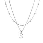 Посеребренное многослойное ожерелье с инициалами Adornia, Silver-S - фото