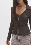 Блуза PULL&BEAR Blouse, Mottled Dark Brown - фото 4