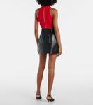 Кожаная мини-юбка с поясом Balmain, Noir - фото 3