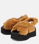 Сандалии Fussbett из овчины на платформе Marni, Caramel - фото 5