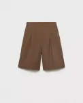 Женские хлопковые шорты-бермуды MANGO, коричневый - фото 5