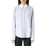 Полосатая рубашка с детализированной застёжкой на пуговицах Acne Studios, синяя - фото 5