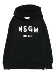 Топ с капюшоном и логотипом MSGM Kids, черный - фото