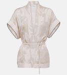 Льняной топ Brunello Cucinelli, бежевый - фото