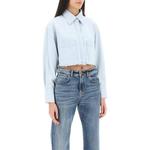 Короткая джинсовая рубашка PINKO, синяя - фото 4