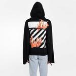 Толстовка men's flame printing black Off-White, черный - фото 4