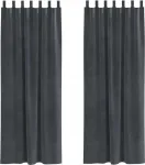 Плотные шторы , 2 шт., светло-серые, 140 x 245 см, бархатные vidaXL - фото