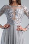 Вышитое платье с длинными рукавами Basix Black Label, серебряный - фото 3