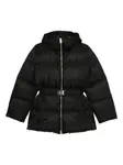 Стеганая куртка с капюшоном и поясом Prada, черный - фото