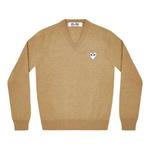 Свитер v-neck pullover white emblem 'camel' Comme Des Garcons Play, бежевый - фото