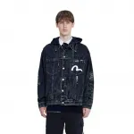 Джинсовая куртка мужская черная Evisu, черный - фото 7