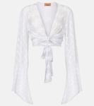 Кроп-блуза Zig Zag Missoni, White w/Silver Lame' - фото