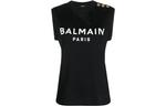 Футболка без рукавов с принтом логотипа BALMAIN, черная - фото 2