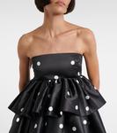 Атласное мини-платье с рюшами Rotate, 1000 Black Comb - фото 4