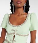 Украшенное платье из крепа Self-Portrait, зеленый - фото 4