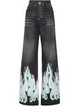 Джинсы Philipp Plein с принтом пламени, черный - фото