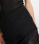 Шелковый топ с кружевной отделкой Saint Laurent, нуар - фото 5