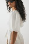 Блуза NA-KD PLEATED PUFF SLEEVE, Offwhite/White - фото 3