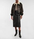 Кожаная куртка Shellar с отделкой из овчины KHAITE, черный - фото 2