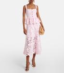 Платье миди с кружевным пеплумом Self-Portrait, розовый - фото 2