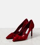 Бархатные туфли Romy 85 Jimmy Choo, Ruby Red - фото 4
