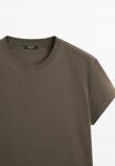 Футболка Massimo Dutti CROPPED WITH CONTRAST RIBBED TRIMS, Dark Brown - фото 8