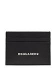 Кожаный держатель карт с логотипом DSQUARED2, черный - фото