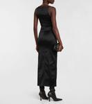 Платье макси из атласа с вырезом ласточки Courrèges, черный - фото 3