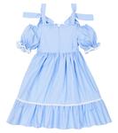 Ярусное хлопковое платье с бантом Patachou, синий - фото 3