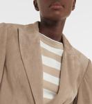 Украшенный замшевый блейзер Brunello Cucinelli, бежевый - фото 4