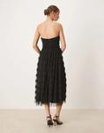 Платье миди Anaya Bandeau с рюшами черного цвета - фото 2