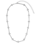 Серебряное теннисное ожерелье с хрустальным клевером Adornia, silver - фото