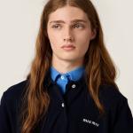 Платье из хлопкового пике MIU MIU, темно-синий - фото 6