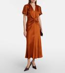 Собранное платье миди Victoria Beckham, Bronze - фото 2