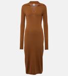 Платье-поло из хлопка и шелка в рубчик Tod's, Whisky - фото