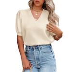 Женский легкий вязаный топ с V-образным вырезом и коротким рукавом Maxxis Merch, Orange - фото 2