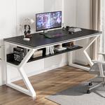 Письменный стол Xinmeikai 120x60x74 см с полкой, черная рама, карбоновая столешница - фото 7