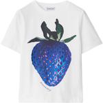 Футболка детская Burberry с принтом клубники, белый - фото