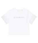 Хлопковая футболка с оборками Givenchy Kids, белый - фото