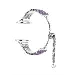 Браслет IBOANN совместим с Apple, нержавеющая сталь, с бриллиантами и двойной цепью, светло-голубой - фото 10