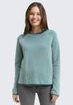 Джемпер TOM TAILOR PULLOVER MIT RUNDHALSAUSSCHNITT, Teal Plaited Knit/Teal - фото