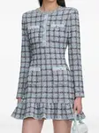 Платье мини в клетку Self-Portrait, синий - фото 2