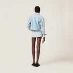 Джинсовая куртка с вышитым логотипом Miu Miu, синий - фото 3